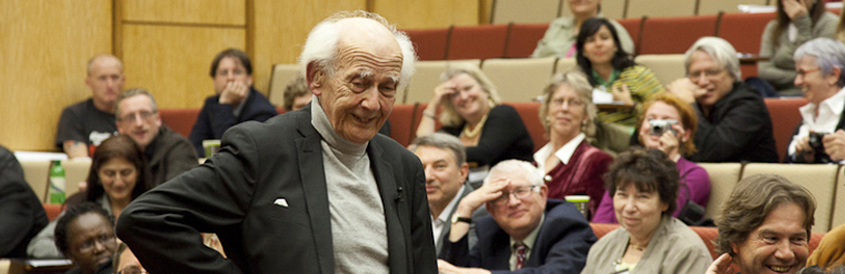Zygmunt Bauman delivering lecture