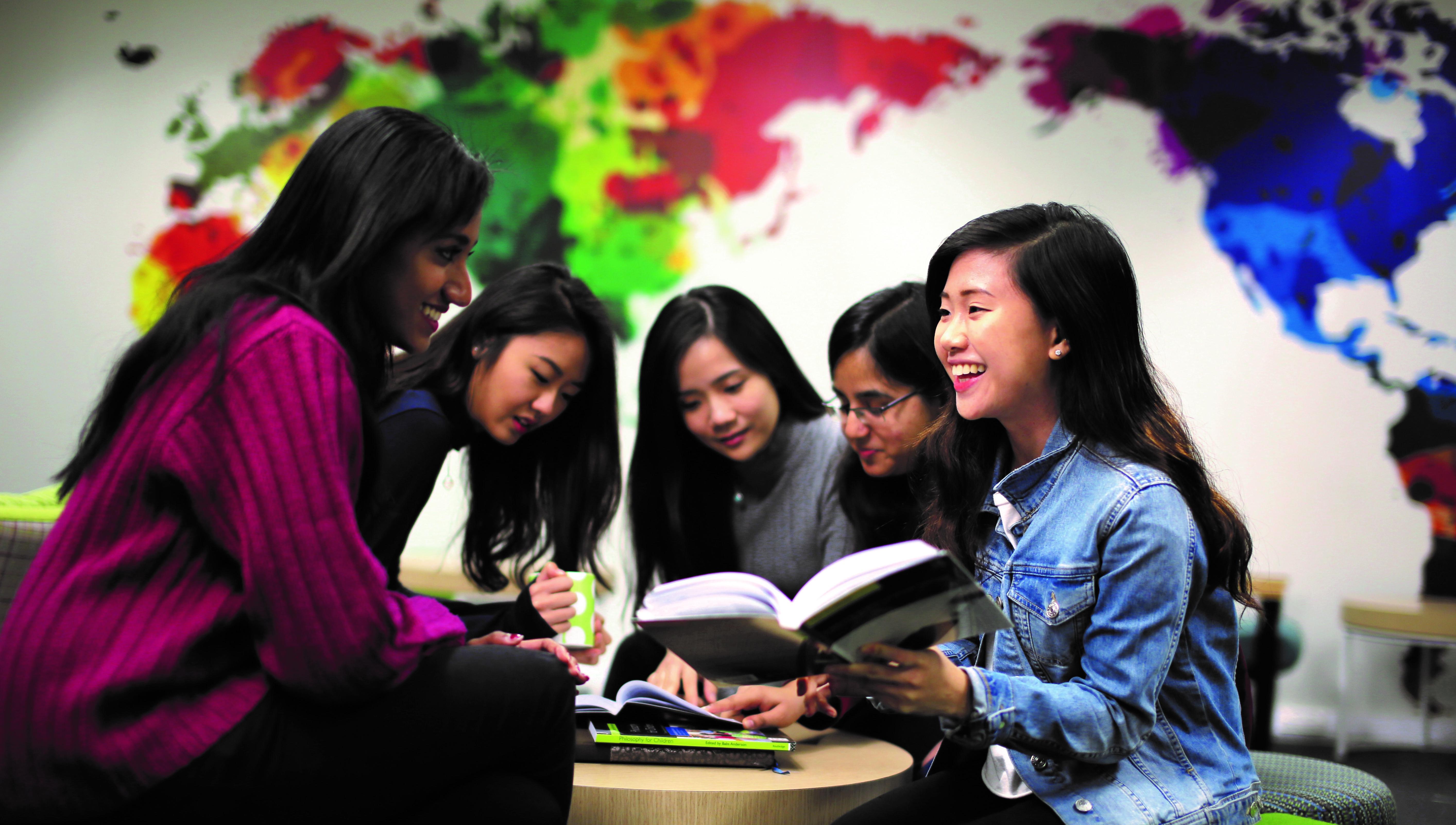 Students in a friendly group discussion