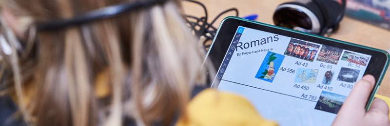 Girl using learning technology
