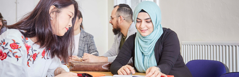 Students working