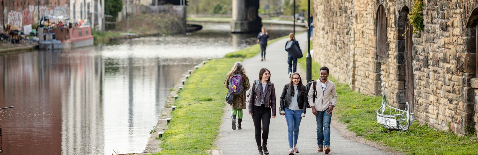 Students by the canal in Leeds
