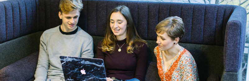 Students studying at laptop SEE