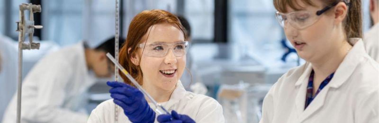 Image shows undergraduate food science students conducting an experiment in the EC Stoner lab