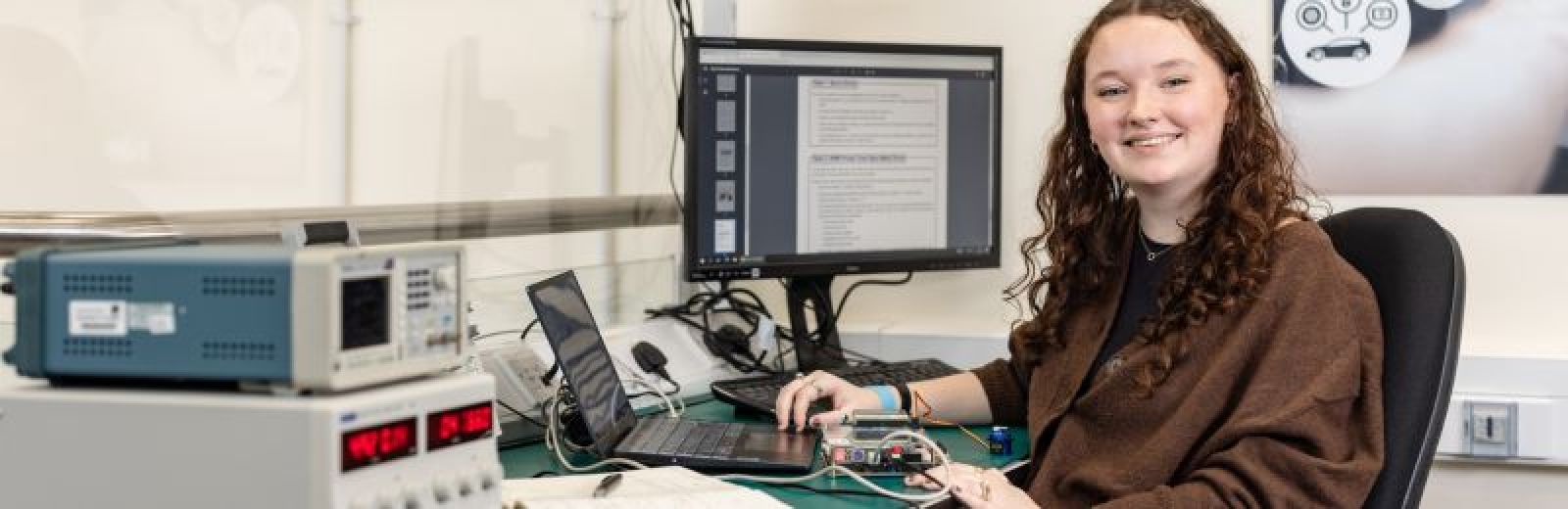 A student working in the NXP Lab at the University of Leeds.