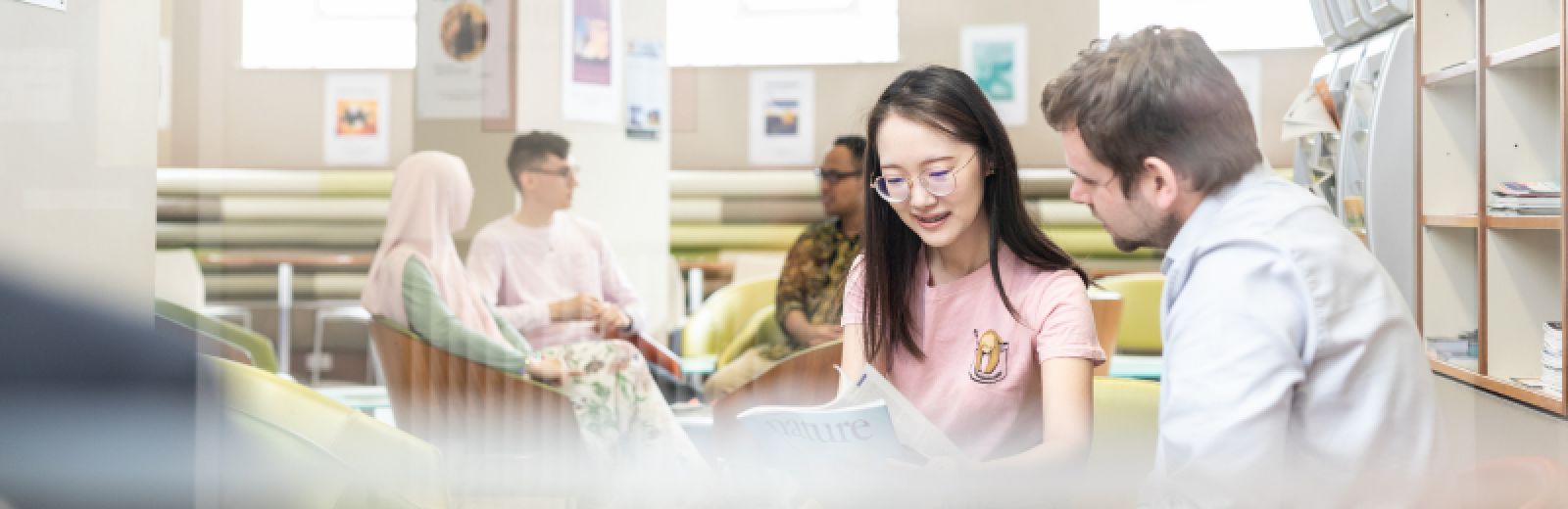 Chemistry students studying in the lounge