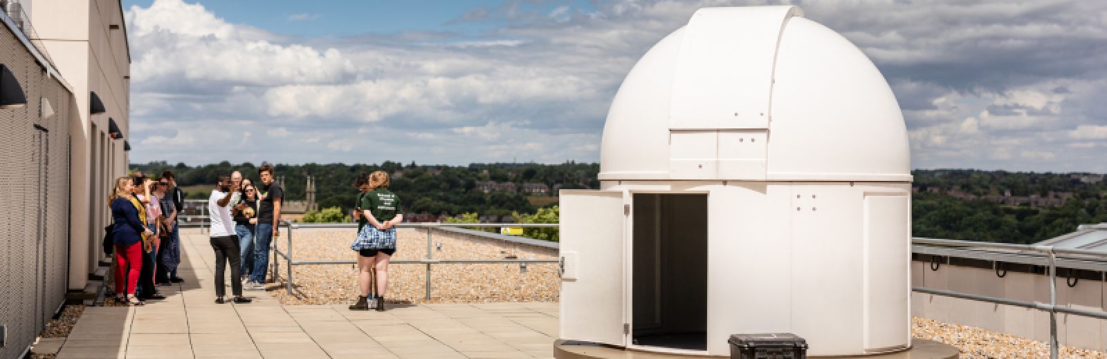 Students at Physics open day at the observatory