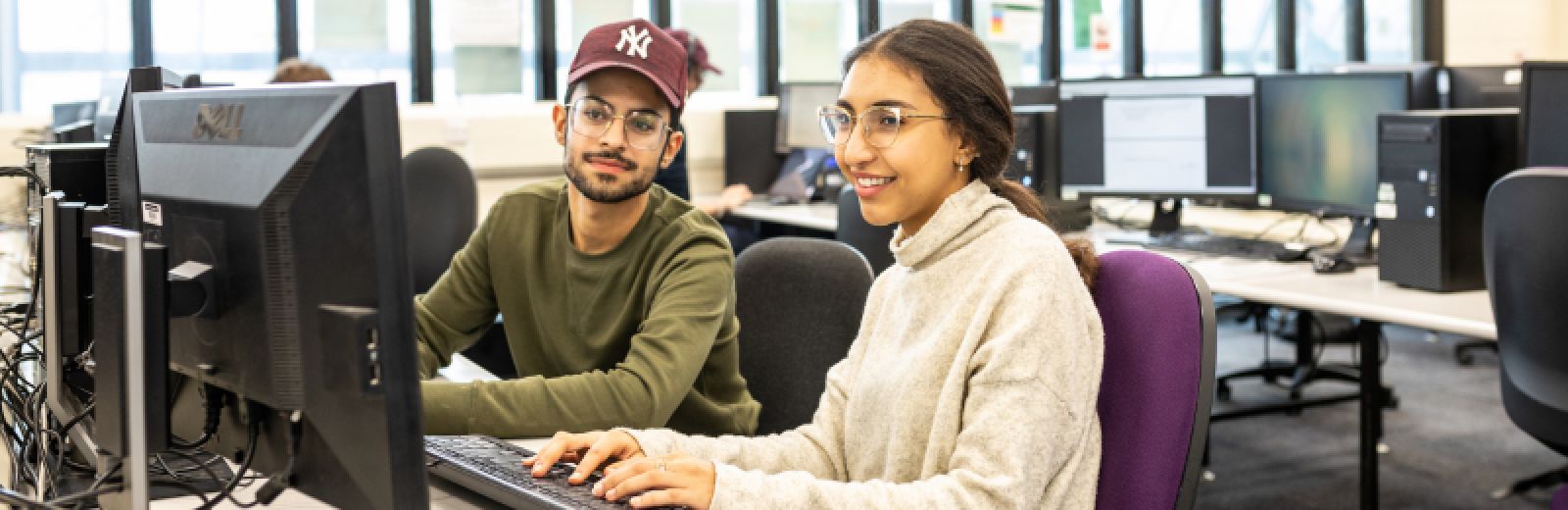 students in computer cluster