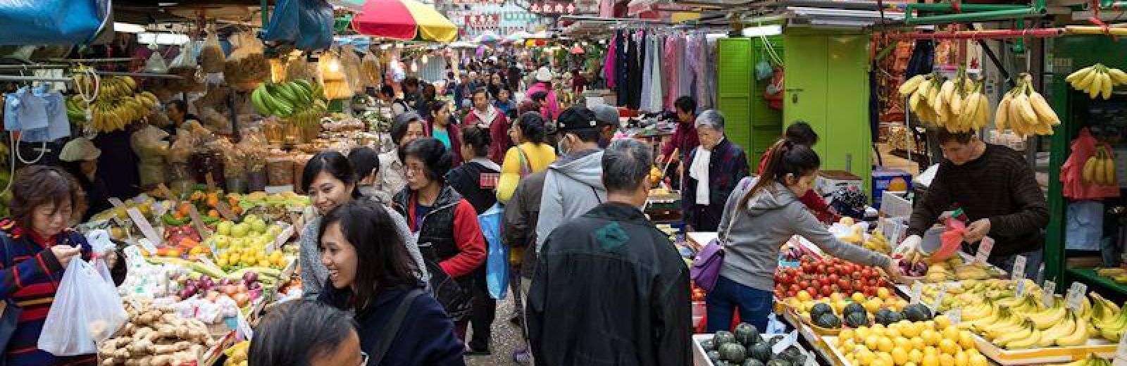 People shopping in a market