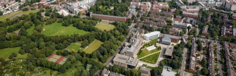 An aerial shot of the University of Leeds campus.