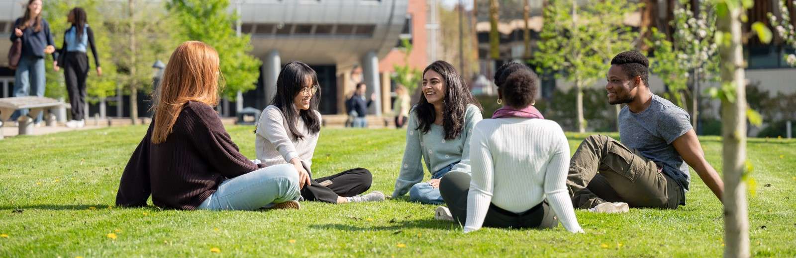 Students outside on western campus